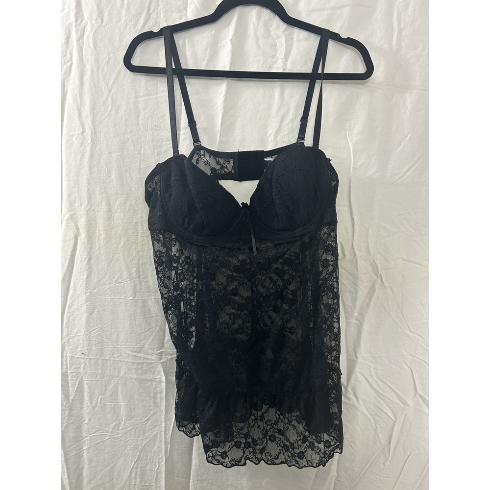 Rampage Intimates Women's Black Lace Babydoll Negligee  Size 2X